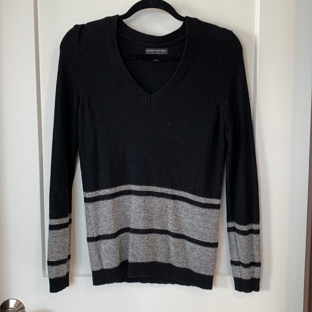Black and grey knit sweater